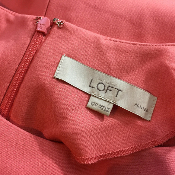 Ann Taylor LOFT L 10 12 P coral dress Scalloped - Picture 5 of 6
